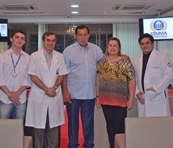 O arquiteto Neemias Muniz, o pró-reitor da área da Saúde, Prof. Marcos Pacheco; Dr Mauro Fecury, Sra Ana Fecury e o coord. das clínicas, Prof. Washington Reis