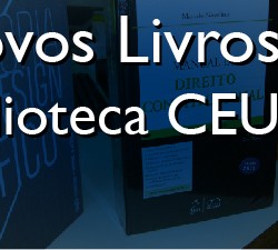 imagem: Imagem em azul do acervo bibliográfico da Universidade Ceuma