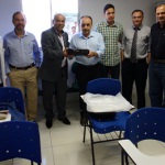 Dr. Irisnaldo Felix, Dr. Alexandre Xavier, Prof. MSc. Sylvio Rogerio Santos,  Dr. Sebastião Madeira, Dr. Alysson Mota, Pastor Porto e Prof. Marcelo Lira. No momento da entrega da sala de estudos equipadas com carteiras, ar condicionado e data show.